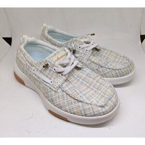 OrthoComfoot Blue & Yellow Orthopedic Arch-Support Tweed Boat Shoe size 37
